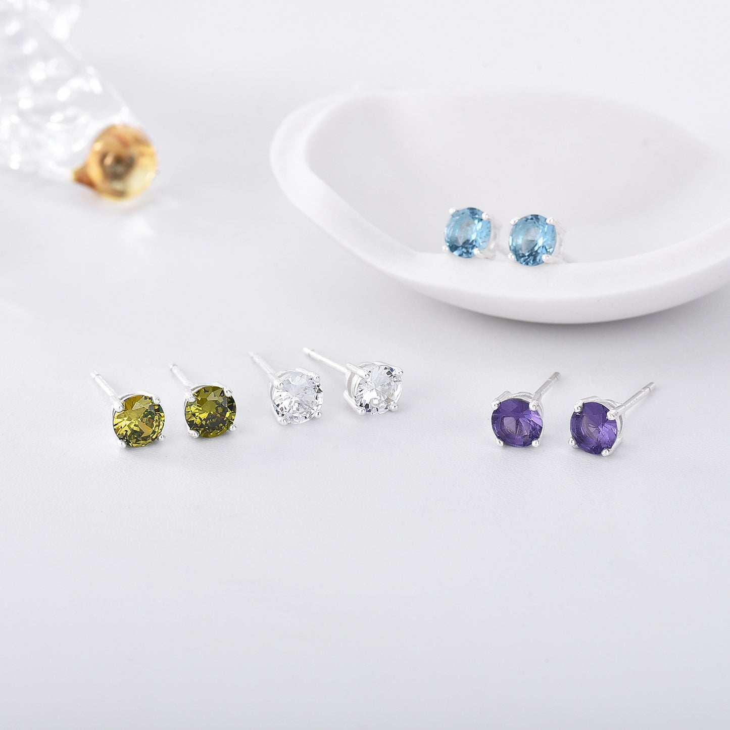 Coloured Zircon Stud Earrings