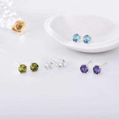 Coloured Zircon Stud Earrings