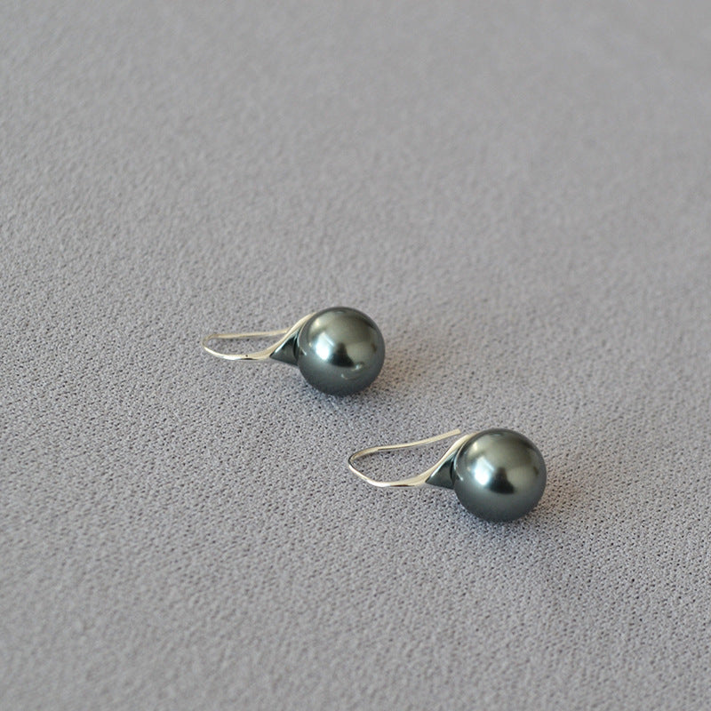 Circle Bright Bulb Pearl Silver Pin Earrings