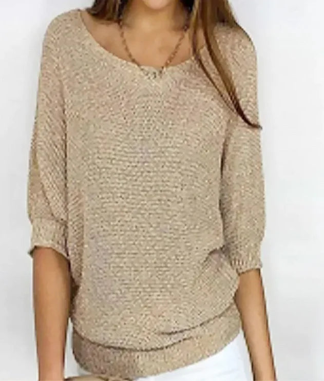 Round neck solid color sweaters