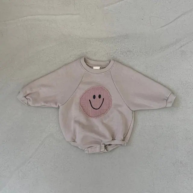 Smiley Face Sweatshirt Baby Rompers