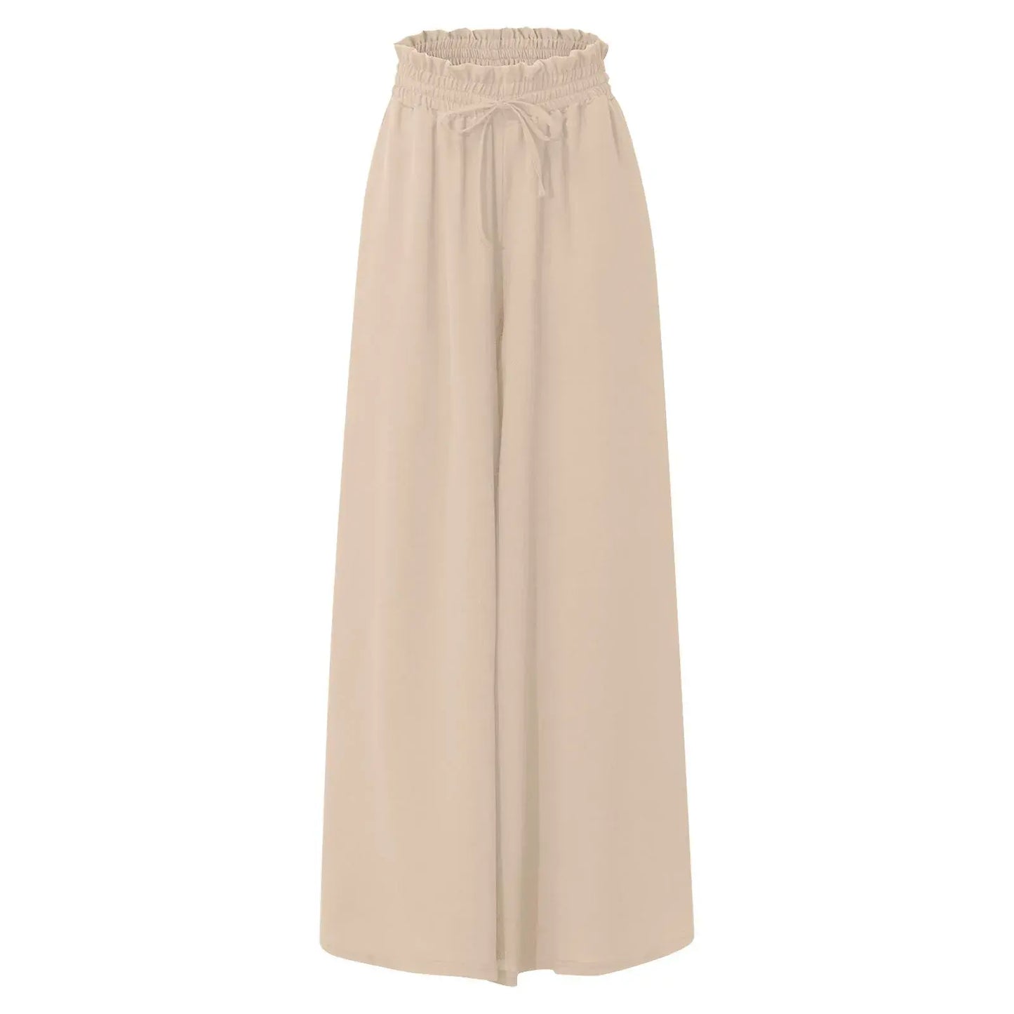 Pants Solid Color Elastic High Waist Wide Leg Trousers