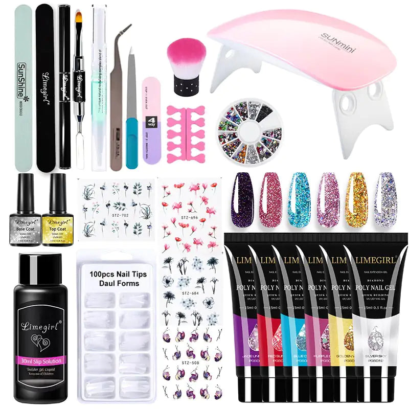 Kit de gel de uñas Poly con lámpara UV de 54W