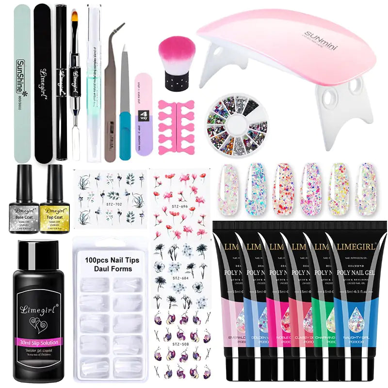 Kit de gel de uñas Poly con lámpara UV de 54W