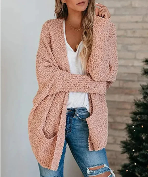 Knitted double pocket cardigan sweaters