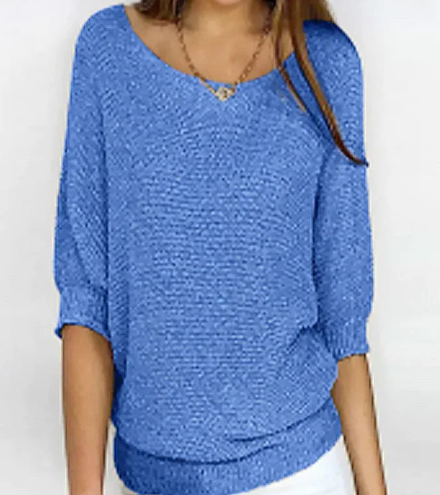 Round neck solid color sweaters