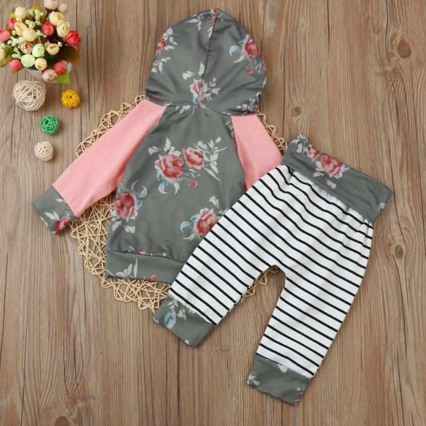 Pink And Grey Floral Tracksuit Sets