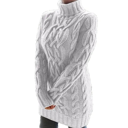 Turtleneck Twist Knitted Sweater Dresses