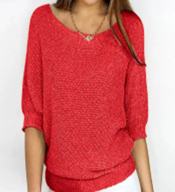 Round neck solid color sweaters