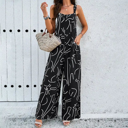 Printed Square Neck Jumpsuits