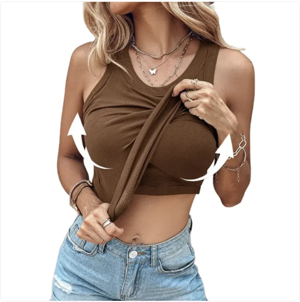 Round Neck Vest With Bra Sleeveless Top