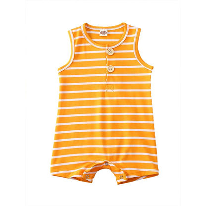 Gestreifter Baby-Strampler: Ärmelloses Sommer-Outfit