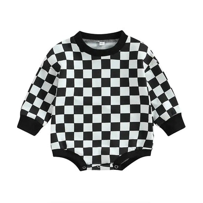 Baby Checkered Print Bubble Rompers Onesie