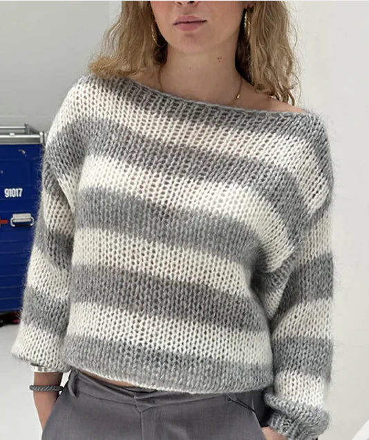 Loose striped knitted sweaters