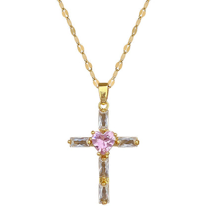 Cross Light Luxury Temperament Gorgeous Full Diamond Necklace