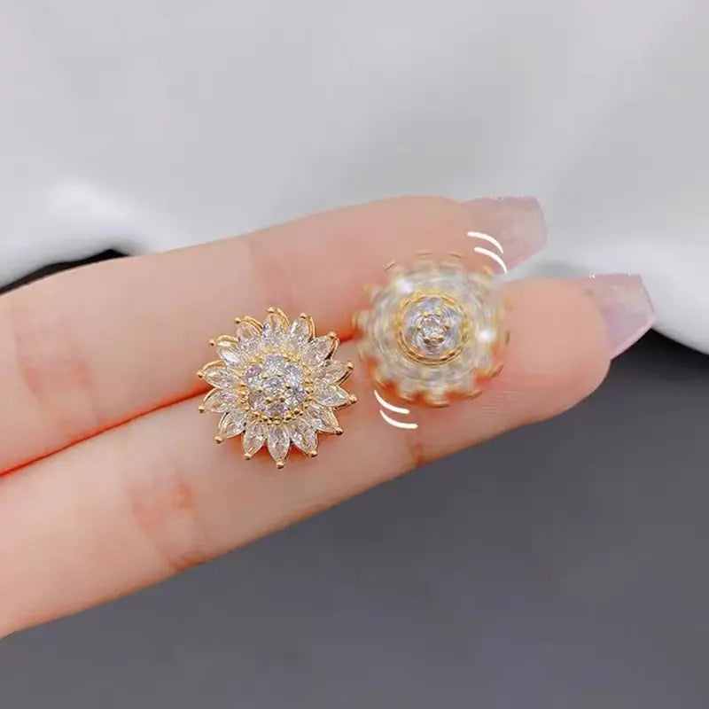 Rotatable Sunflower Zircon Jewelry