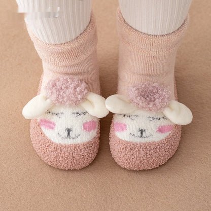 Autumn And Winter Non-slip Cartoon Velvet Extra Thick Fluffy Loop Sock Shoes