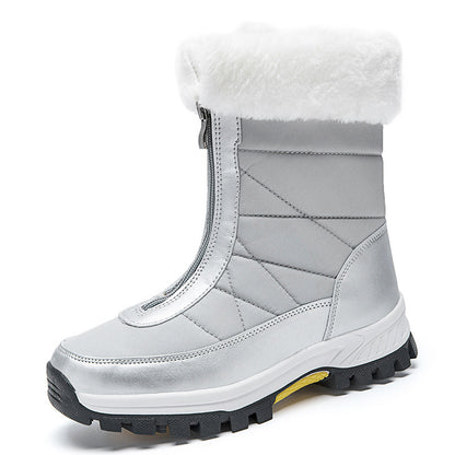 Waterproof Snow Boots Mid-calf Front Zipper