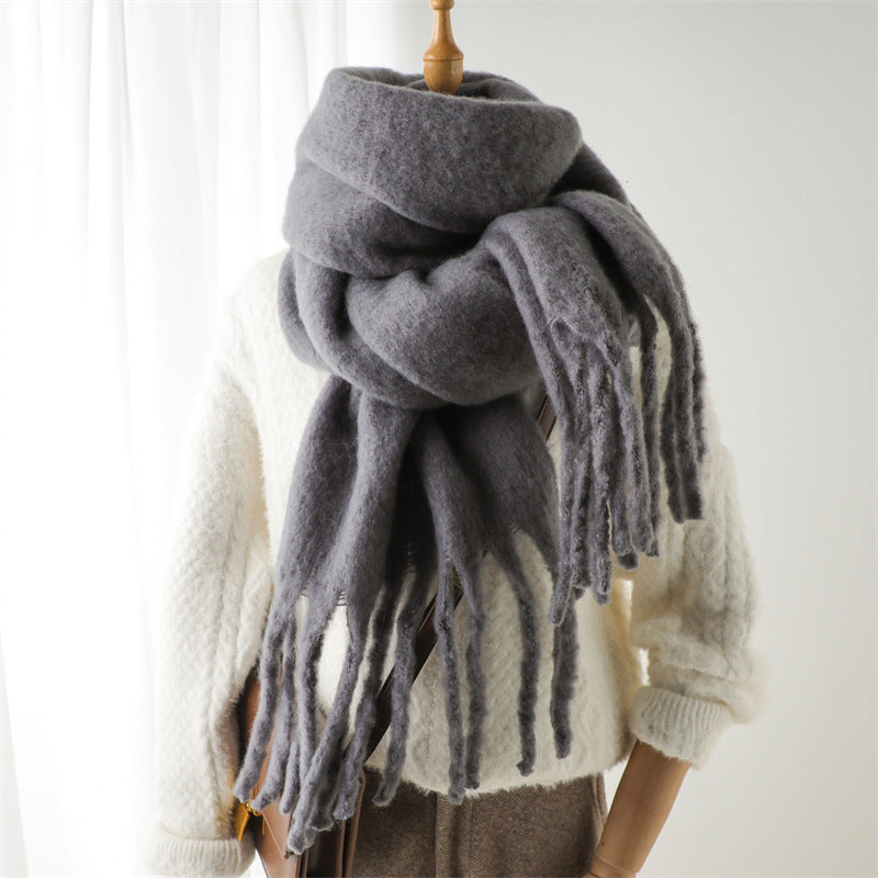 Mohair Pure Color Winter Warm Scarfs