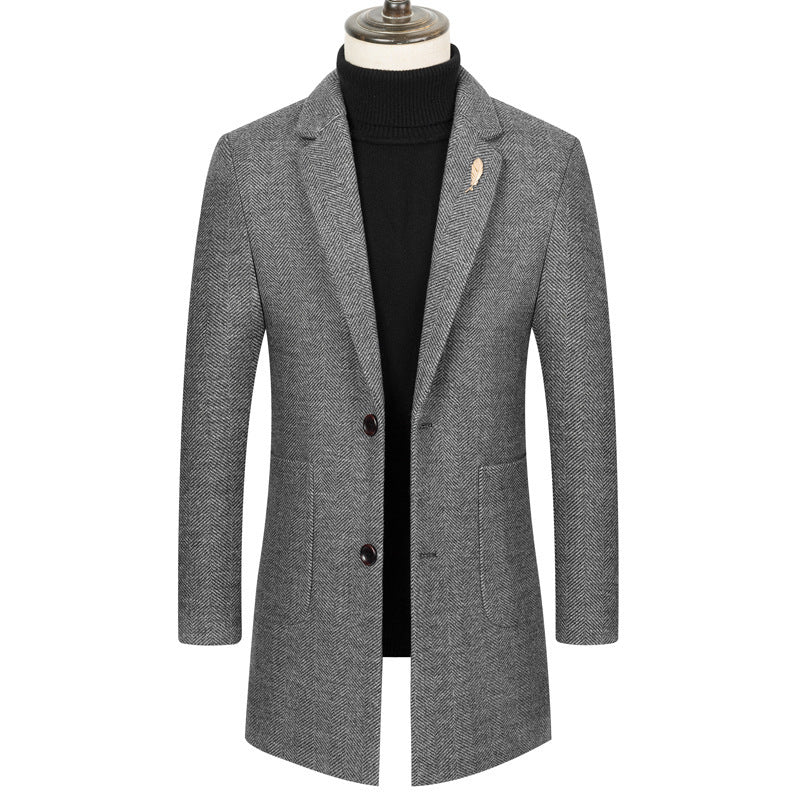 Lapel Herringbone Slim-fit Cashmere Coats