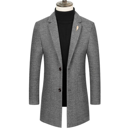 Lapel Herringbone Slim-fit Cashmere Coats