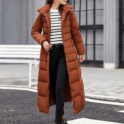 Fur collar padded jacket with belt