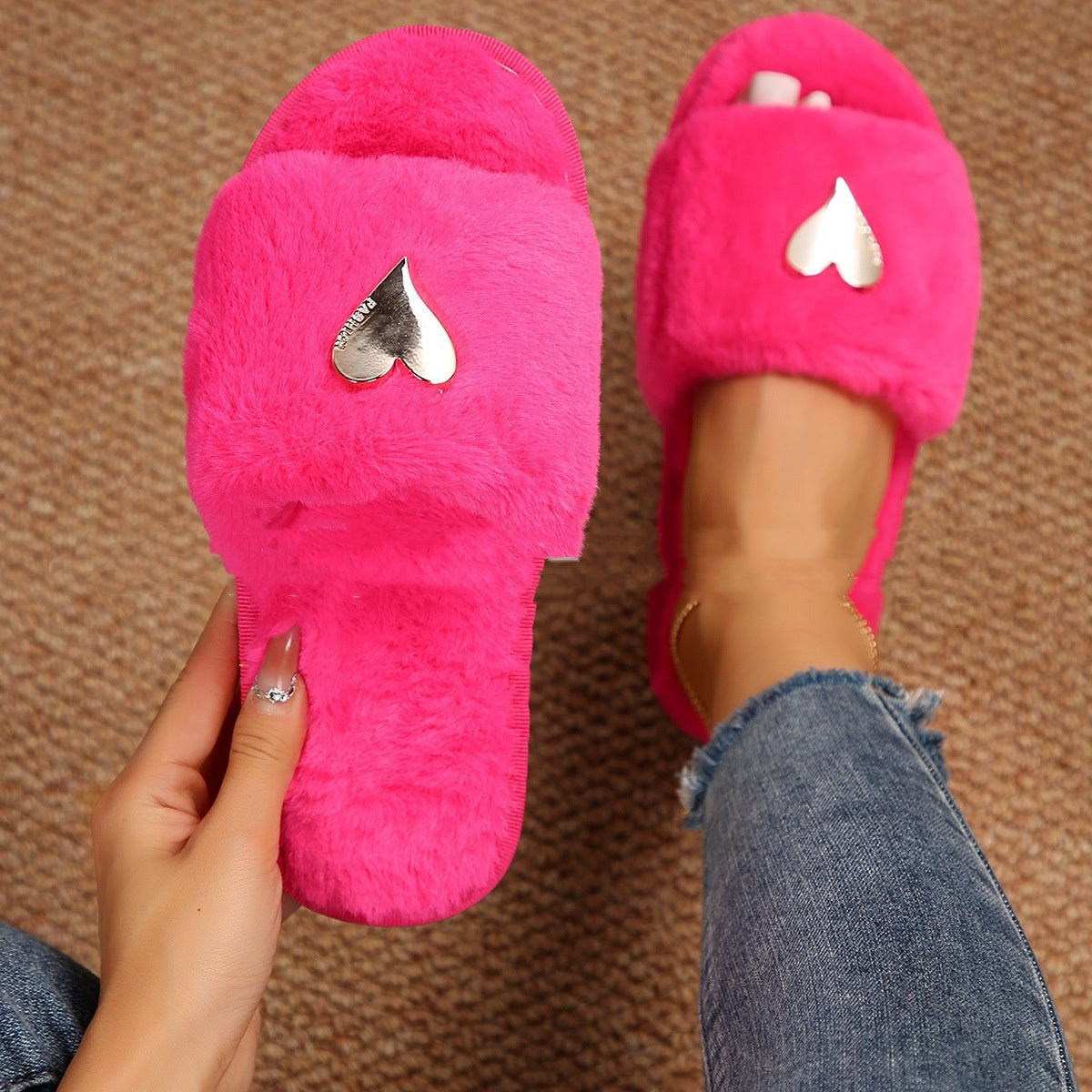 Fluffy Flat Home Cotton Slippers