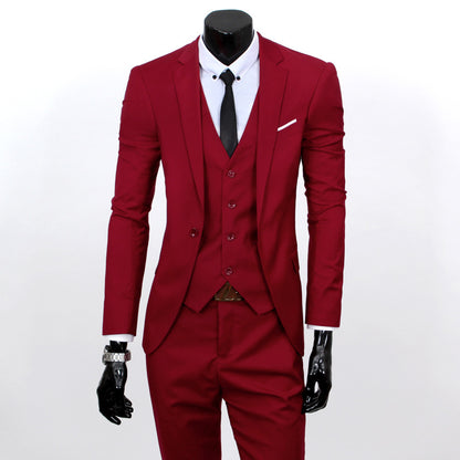 Suit Set Three-piece Set Slim-fit Korean Formal Wear