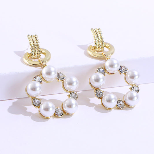 Pearl Earrings With Stones Retro