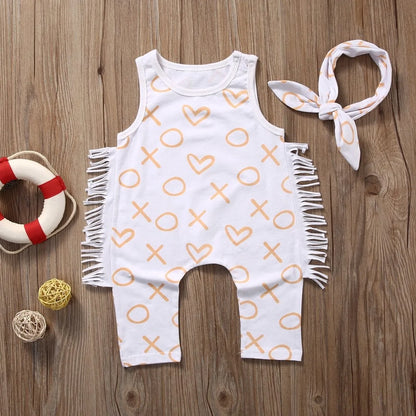 Newborn Baby Girl Sleeveless Tassel Romper Clothes