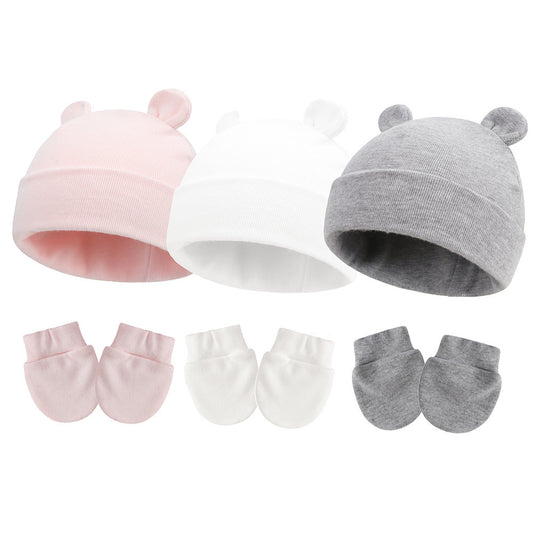 Newborn Gloves Hat Two-piece Set Keep Baby Warm Cashmere Thickened