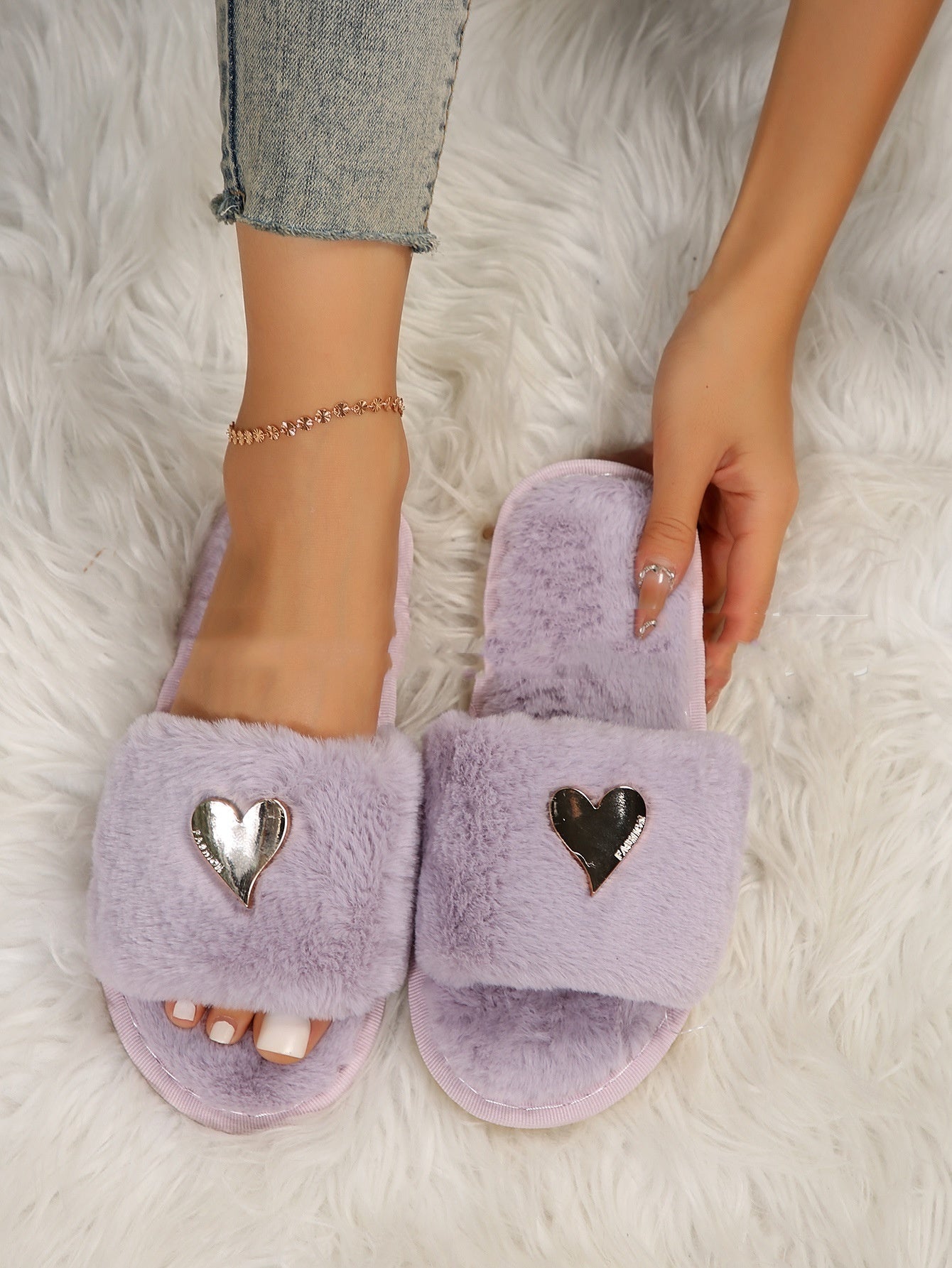 Fluffy Flat Home Cotton Slippers