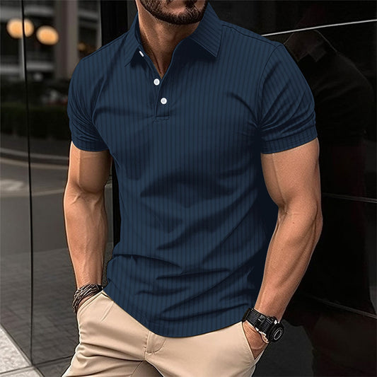 Elastic Vertical Short-sleeved Polo Shirts