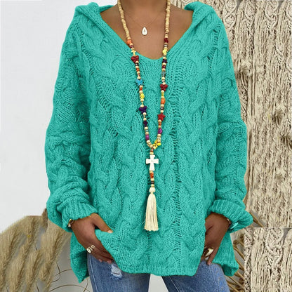 Solid Color Twist Knitted Hoodie Sweaters