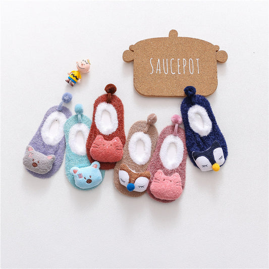 Spring And Autumn New Three-dimensional Cartoon Doll Non-slip Floor Socks Feather Yarn