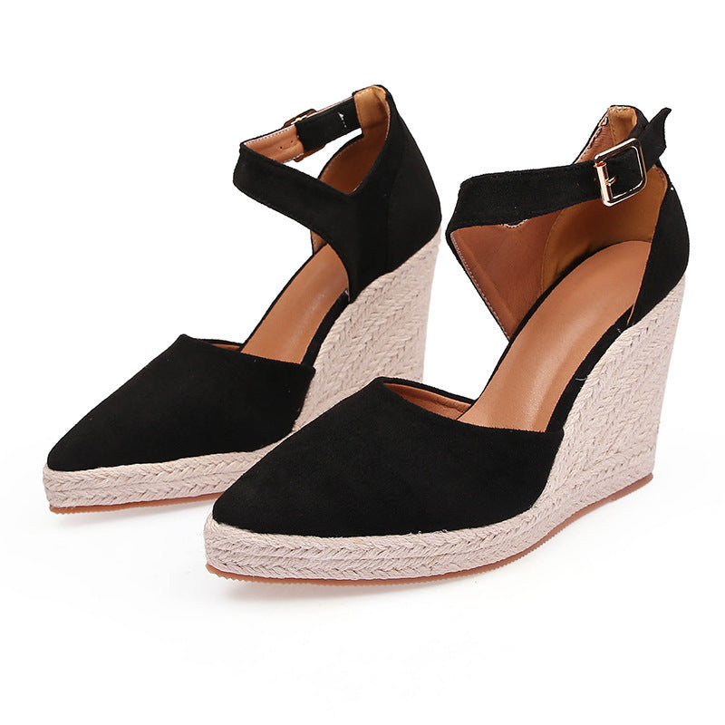 Pointed Toe Wedge Pumps Hollow Shoes