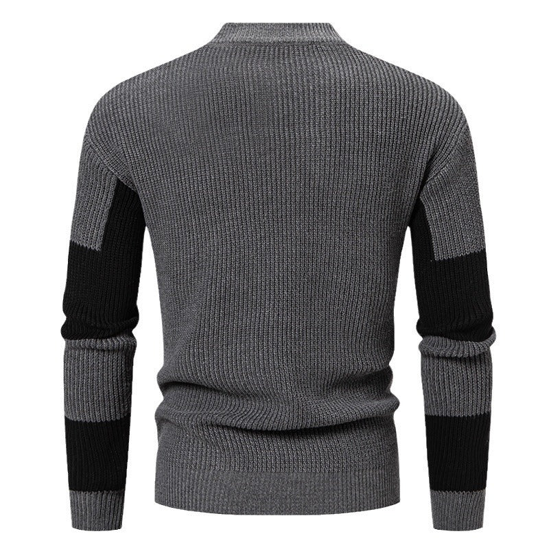 Men's Sweater Sweater Half Turtleneck Color Matching Casual