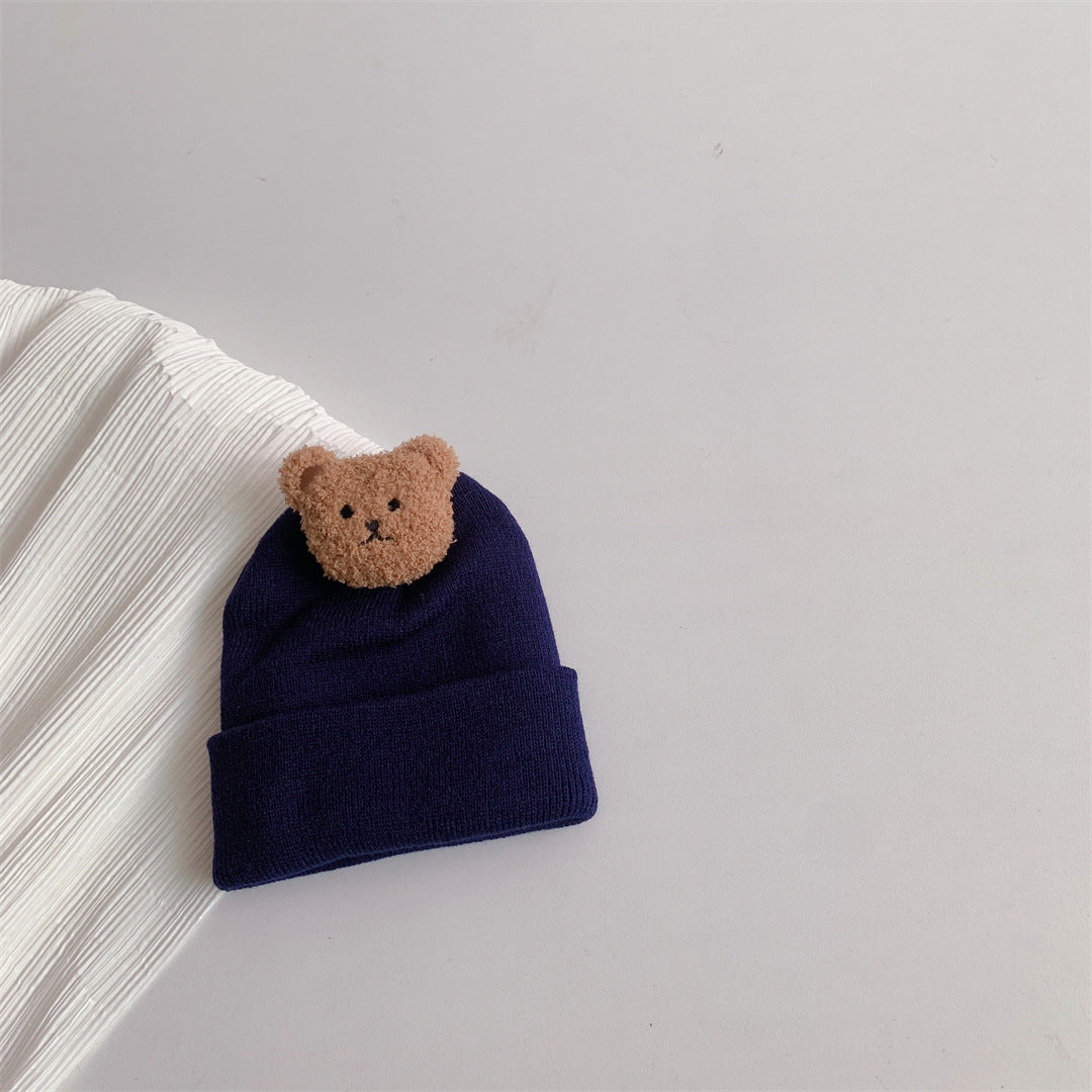 Baby wool hat winter bear cute 0-1 year old