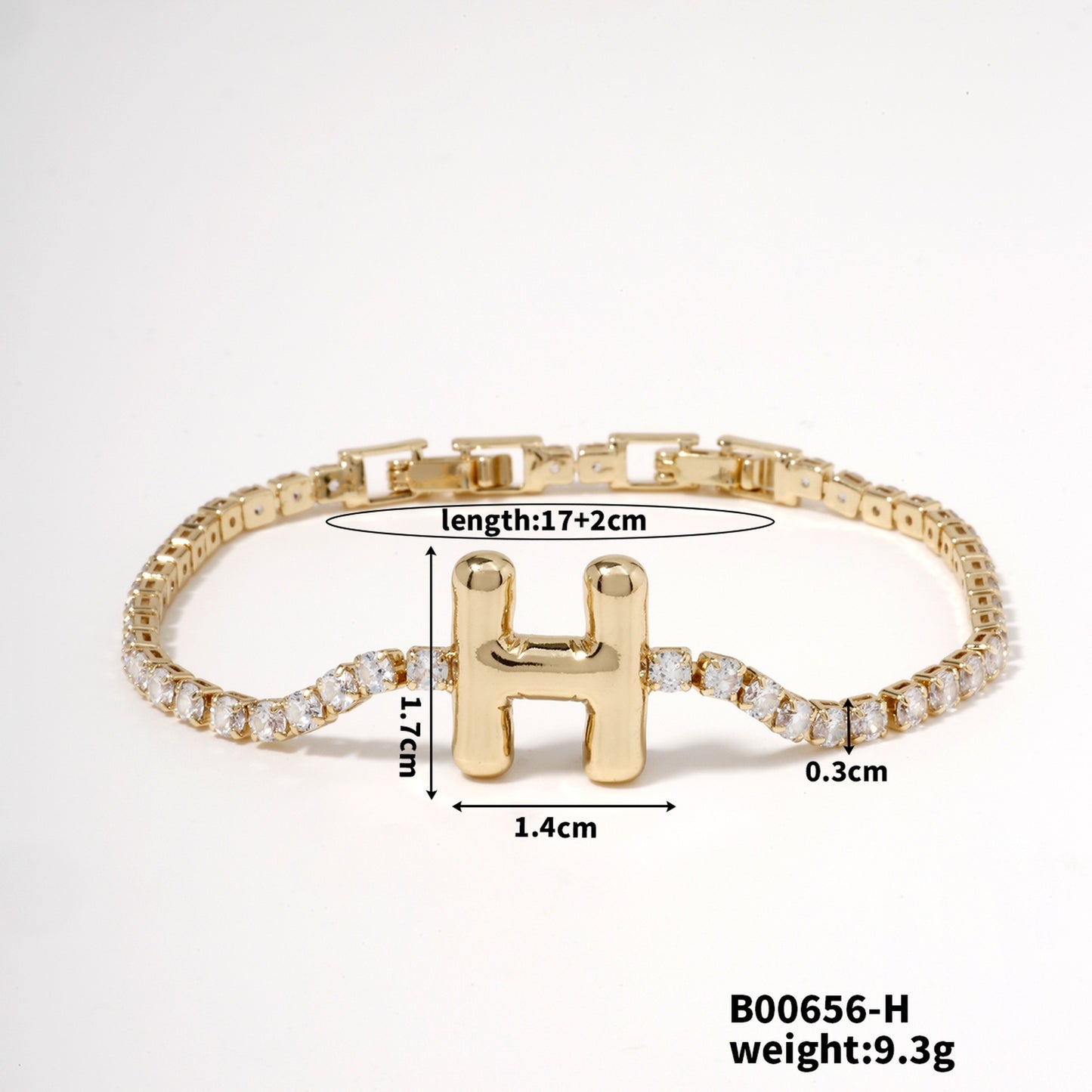 Buckle English Letter Bracelet Female Zircon