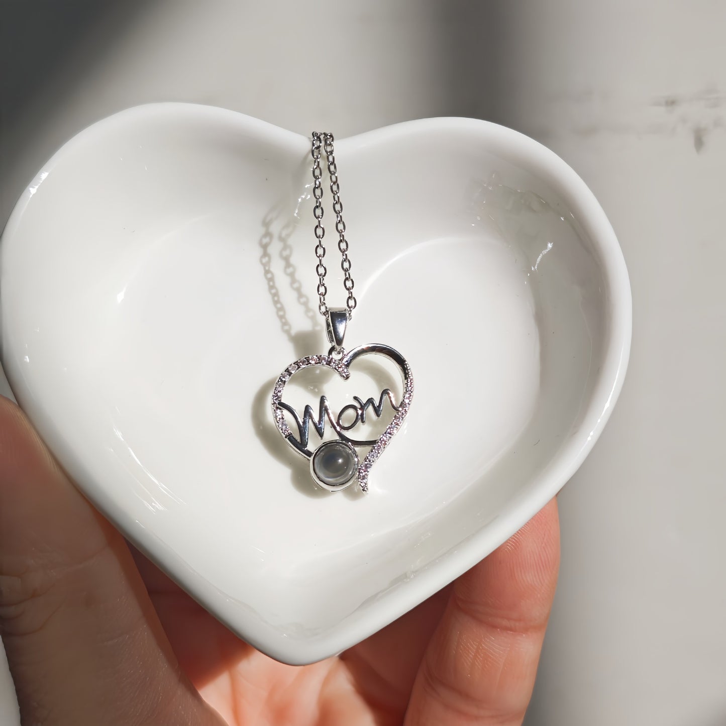 Love Heart-shaped Zircon Letter Peach Heart Mother's present