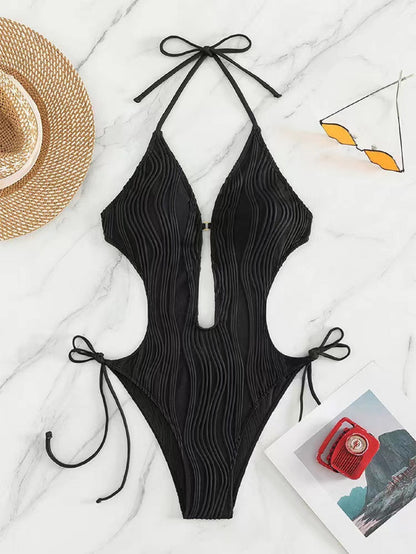 Women's Lace Up Triangle Bikini Swimsuit