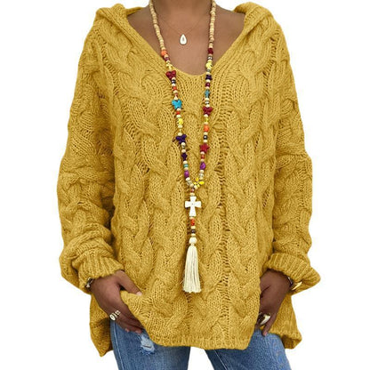 Solid Color Twist Knitted Hoodie Sweaters