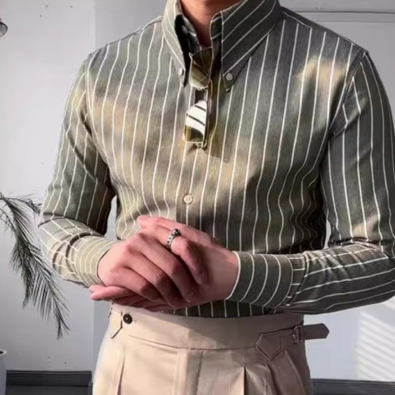 Spring Leisure Business Long Sleeve Striped Shirts