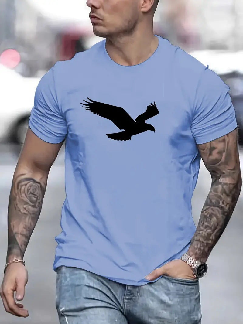 Eagle Print Solid Color Men's Casual T-shirts