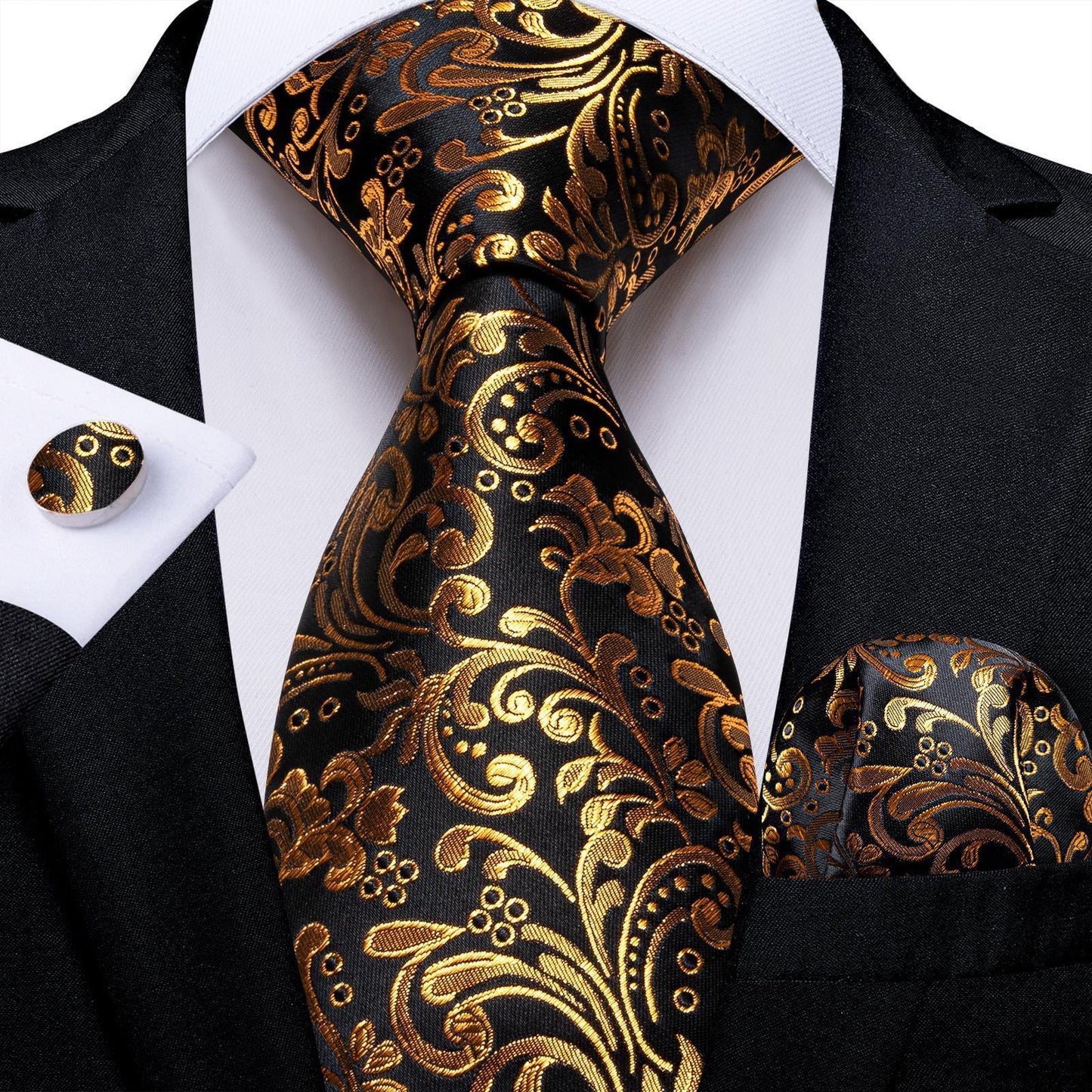 Neckties Luxury Black And Gold