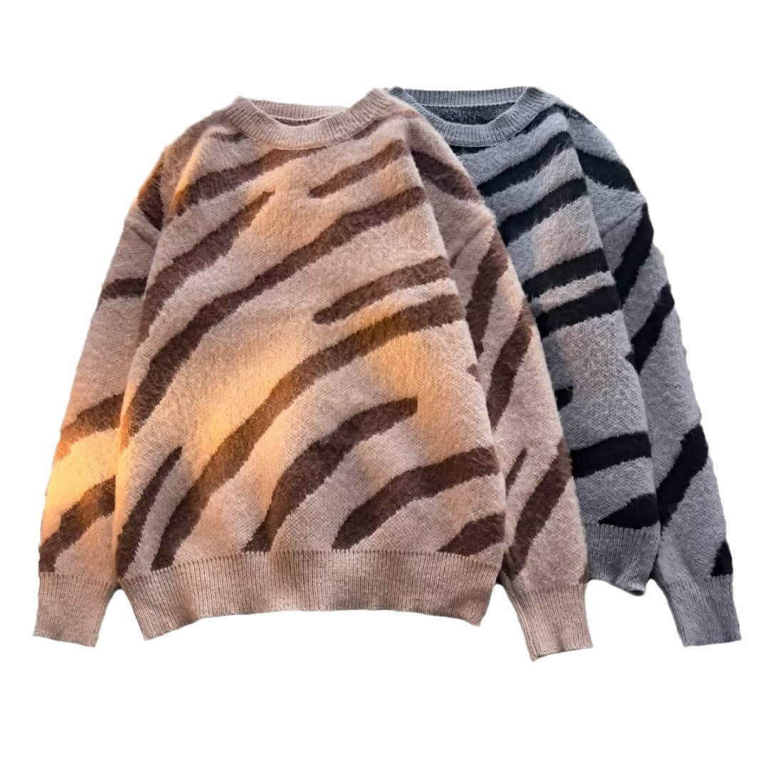 Zebra Pattern Irregular Sweater