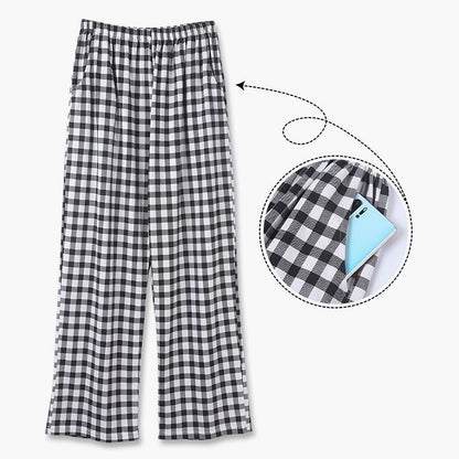 Women's Casual Loose Plaid Home Pants