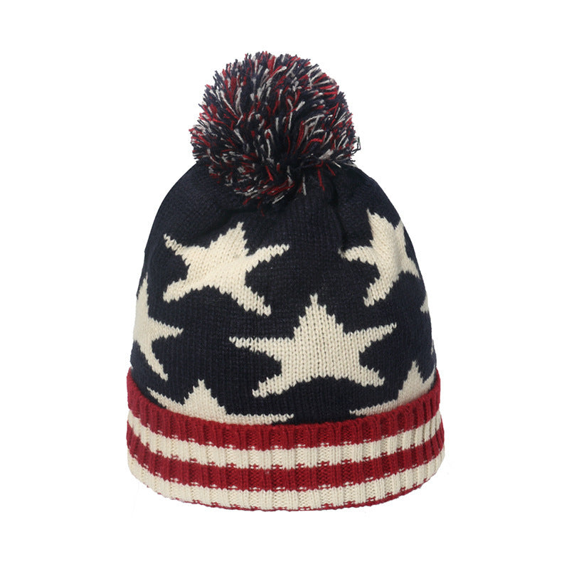 Striped Knitted Warm Hat Men And Women