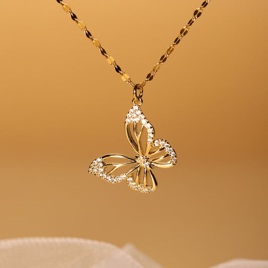 Golden hollow butterfly necklaces