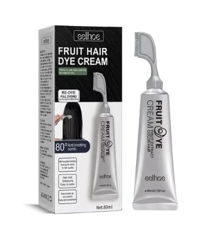 Natural Black Fruit Dye Cream – Gentle Gray Coverage with Built-In Comb